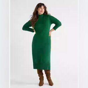 Elegant Green Turtleneck Dress